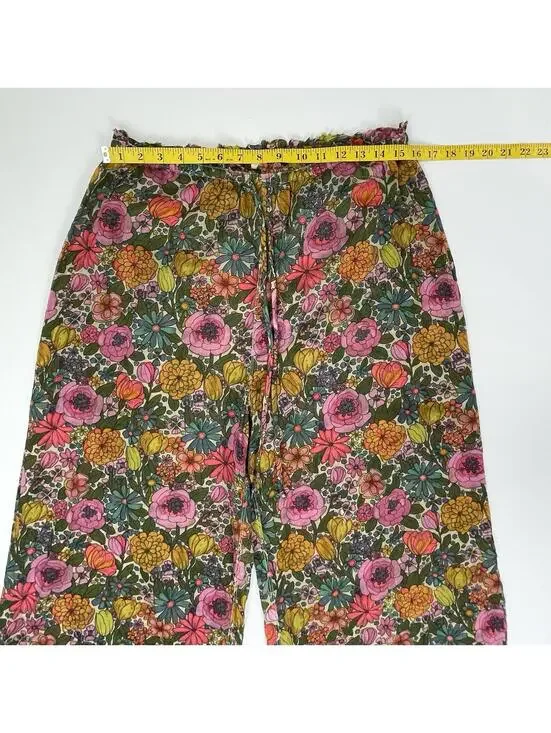 Natural Life Women’s Wide Leg Floral Sheer Lounge Pajama Style Pants Size Medium - Picture 5 of 10